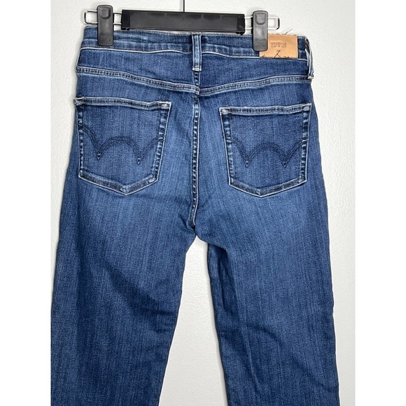 Edwin Bree Slim Fit Cut Raw Hem Straight Leg Crop Jeans in Deja Blue Women's 26 - Picture 8 of 10